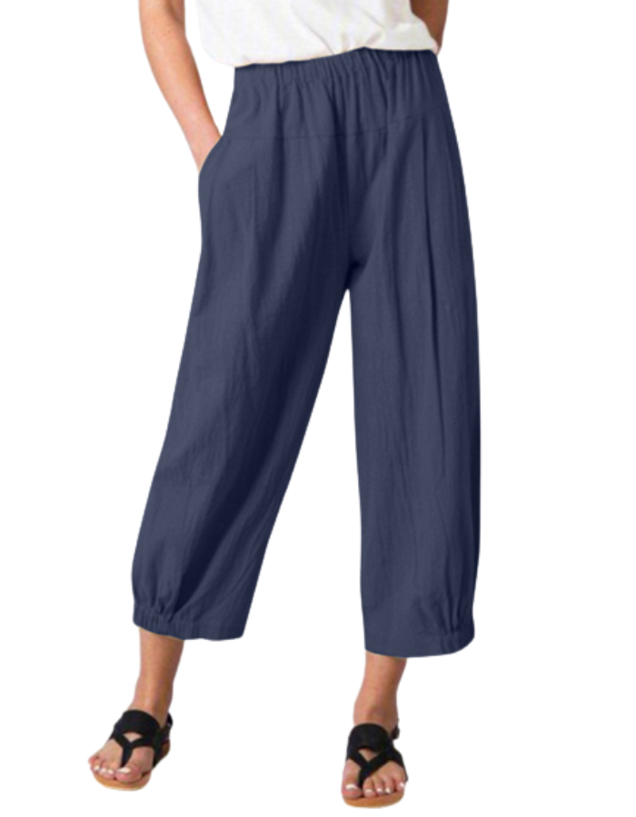 SHOPIQAT Crop Wide-leg Linen Pants - Premium from shopiqat - Just $6.200! Shop now at shopiqat